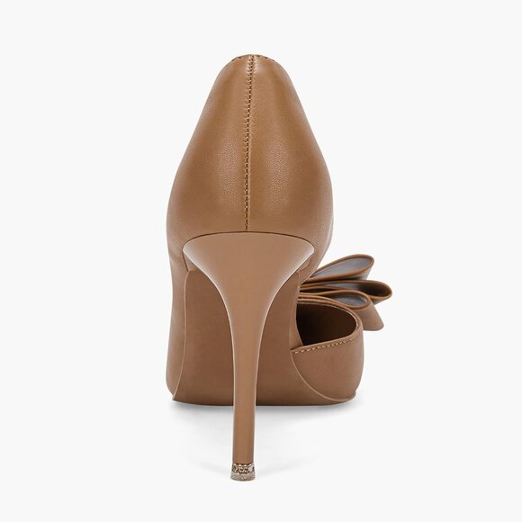 ⚡Women\'s Brown Bow Heels Closed Pointed Toe Dress Shoes Stiletto Slip on